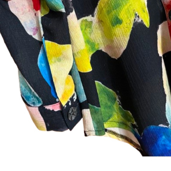 DAMEE Women’s Vibrant Multi Abstract Print Button Down Shirt Sz-PL - Picture 4 of 7